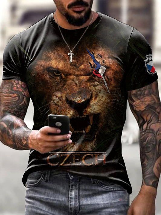 Pánské luv s českým křížem tlačit tričko s krátkými rukávy