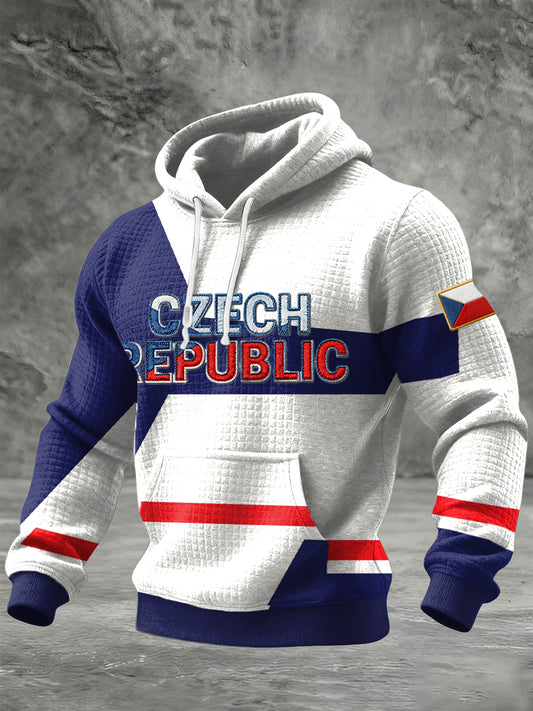 Retro geometric czech badge casual hoodie