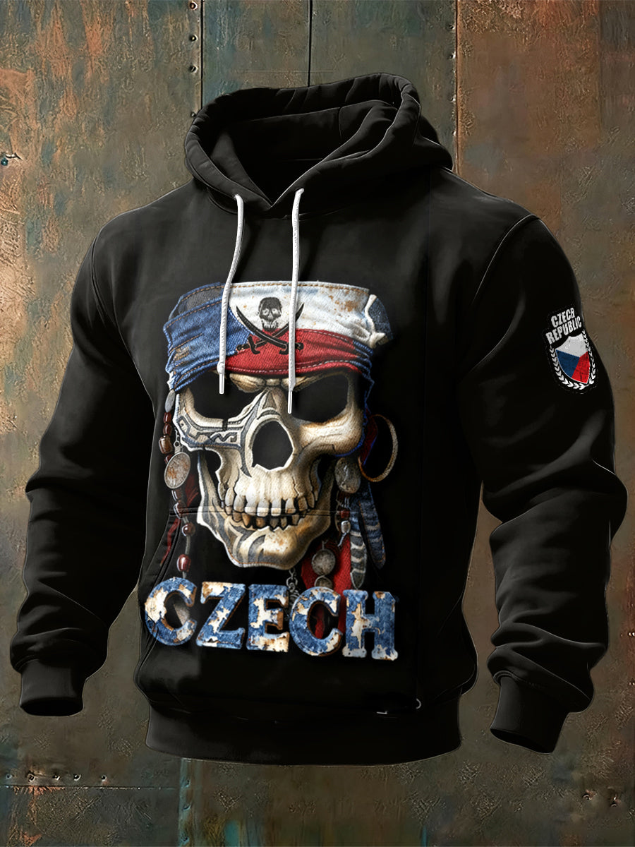 Pánské české lebky tisk černá mikina