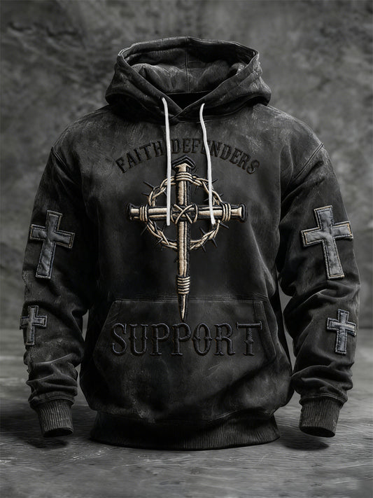 Retro jesus faith defender casual hoodie