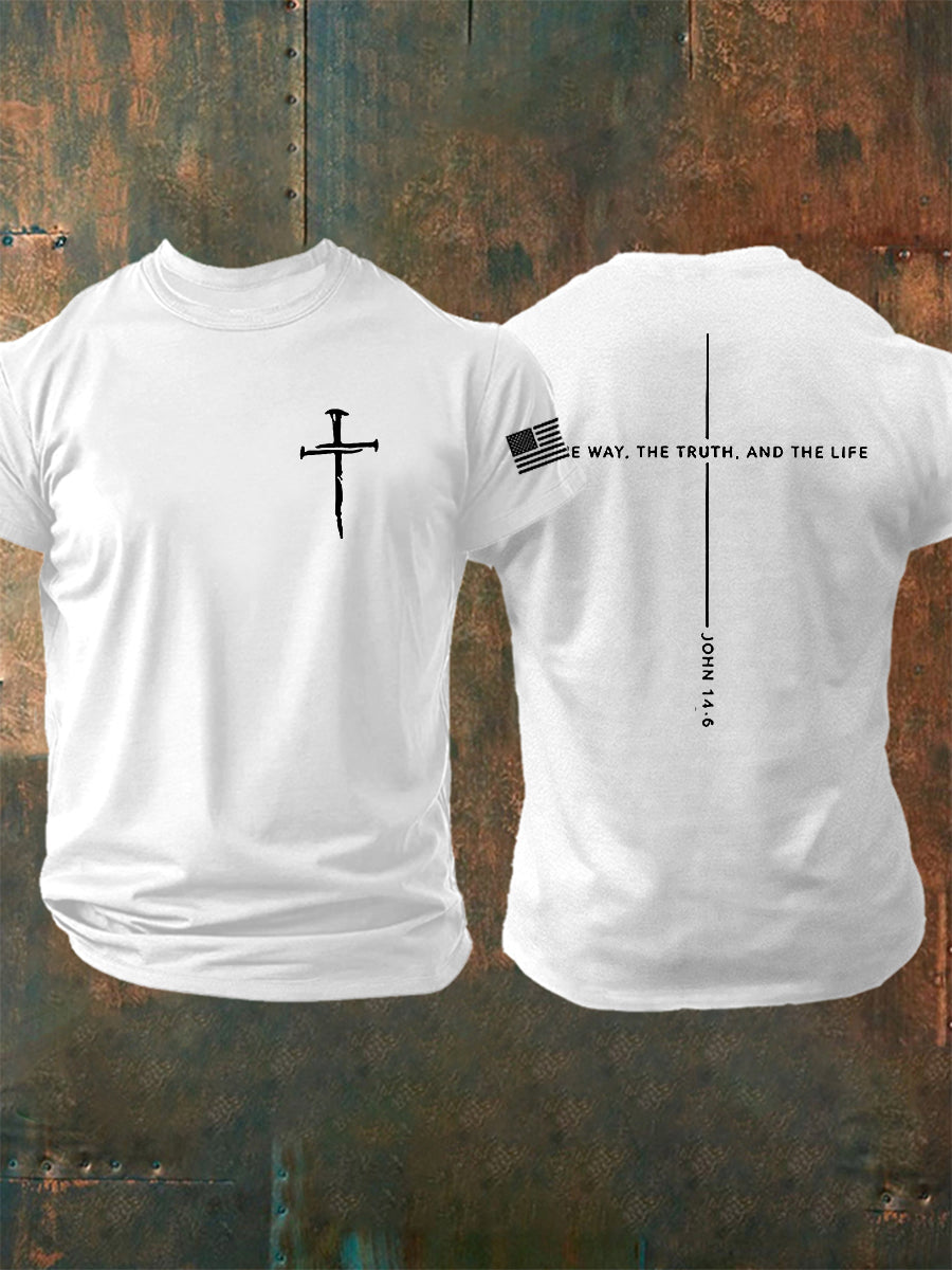 Pánové ježíš cesta pravda život john 14:6 christian cross tshirt s krátkým rukávem