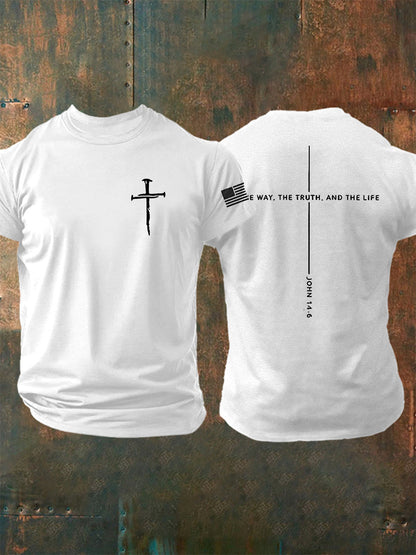 Pánové ježíš cesta pravda život john 14:6 christian cross tshirt s krátkým rukávem
