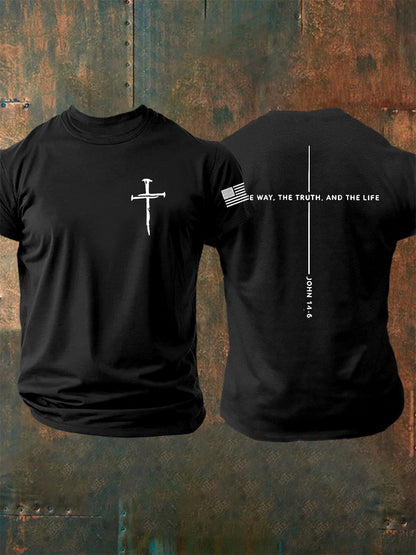 Pánové ježíš cesta pravda život john 14:6 christian cross tshirt s krátkým rukávem