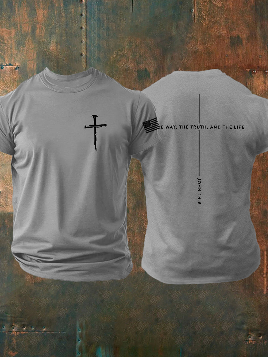 Pánové ježíš cesta pravda život john 14:6 christian cross tshirt s krátkým rukávem