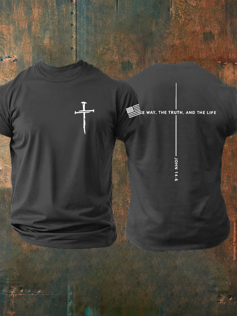 Pánové ježíš cesta pravda život john 14:6 christian cross tshirt s krátkým rukávem