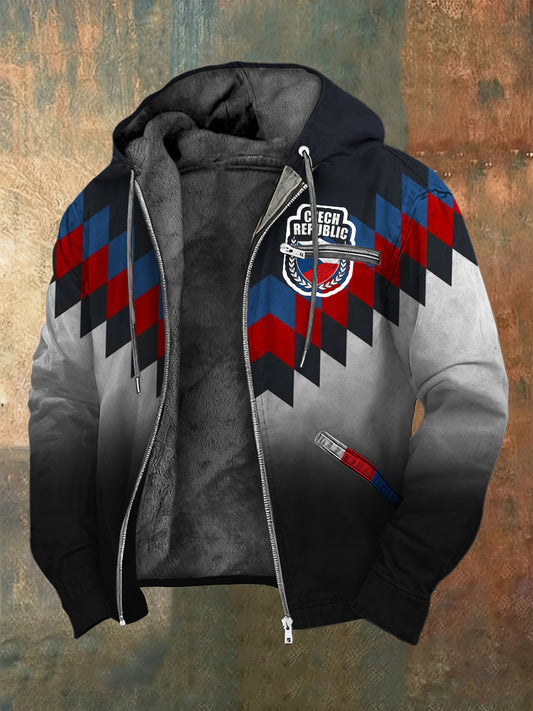 Pánské vibrant česká republika vzor sherpalined zipup bunda