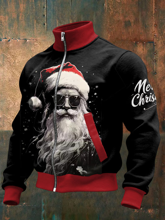 Retro vánoční sluneční brýlenosí santa casual bunda