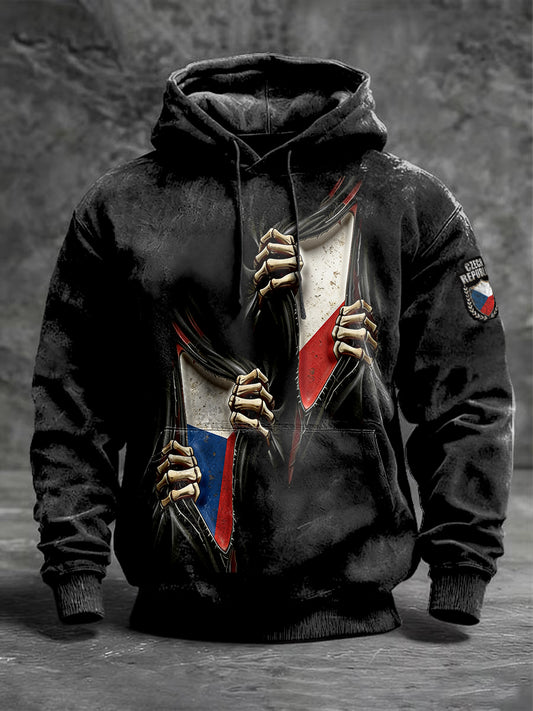 Pánská česká vlajka tisk gotická černá mikina