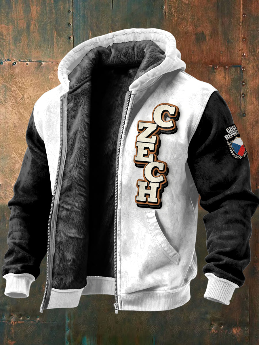 Pánské české kreativní design patchwork fleecelined jacket