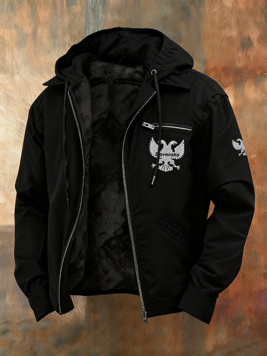 Pánské vintage tištěné casual kapucna tlustá bunda