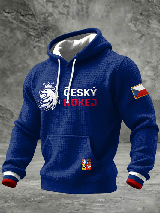 Retro czech ice hockey flag casual waffle hoodie