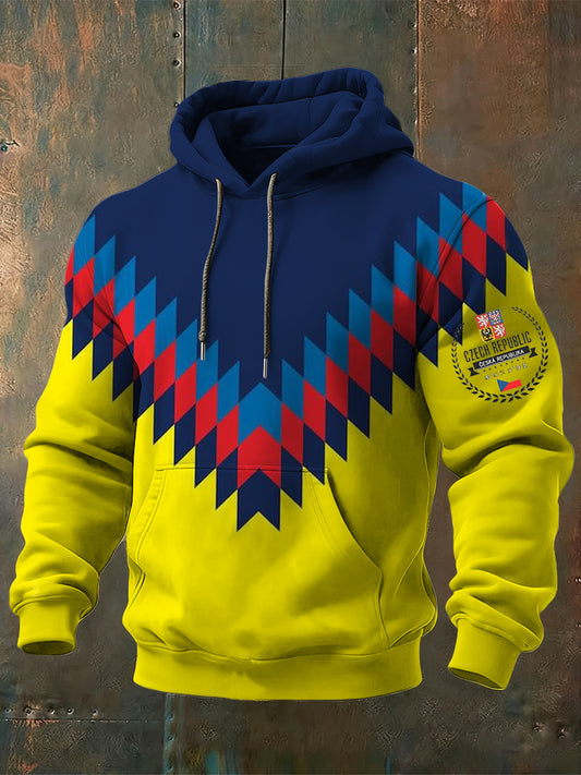 Pánské škrtnutí česká republika geometrický vzor barvablok mikina