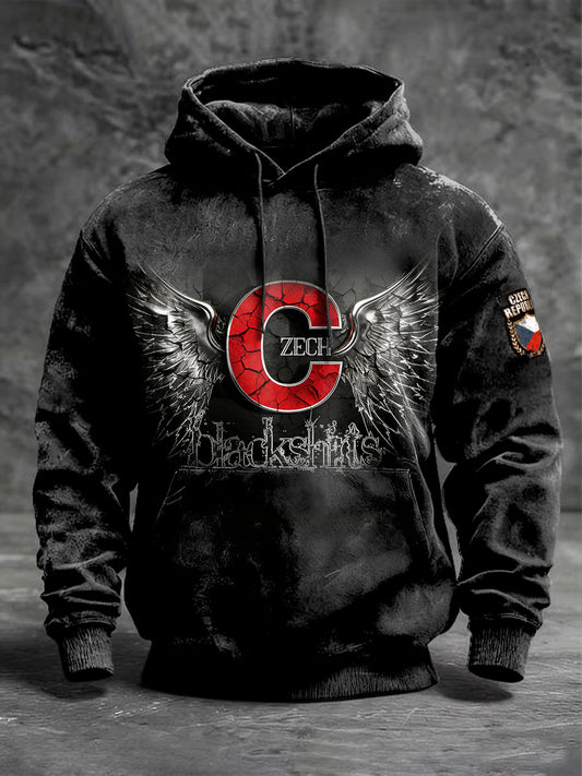 Pánské české počáteční "c" design tištěné mikina s kapucnou