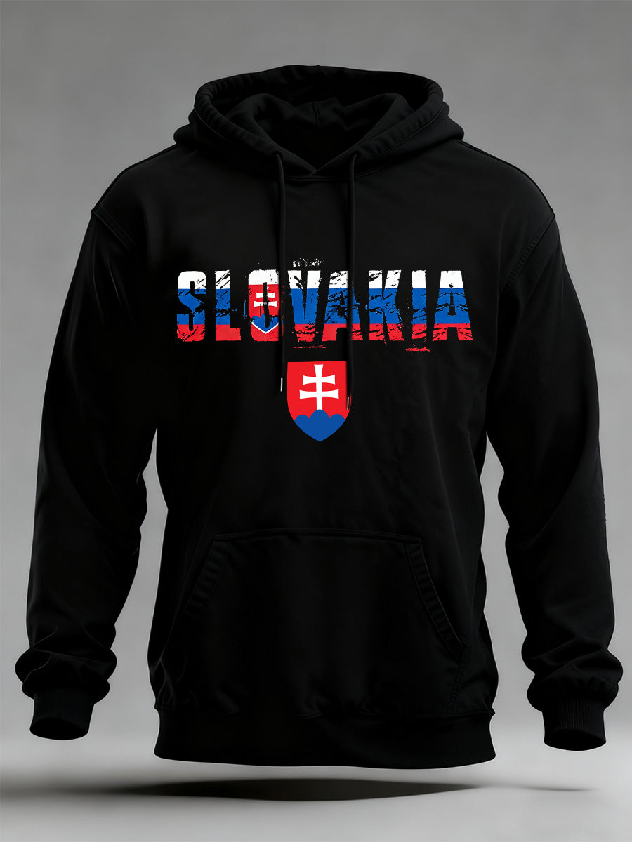 Pánské slovenské tisk mikina s kapucinou s dlouhým rukávem