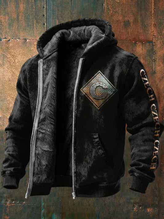 Pánské české počáteční c kovový design fleecelined jacket