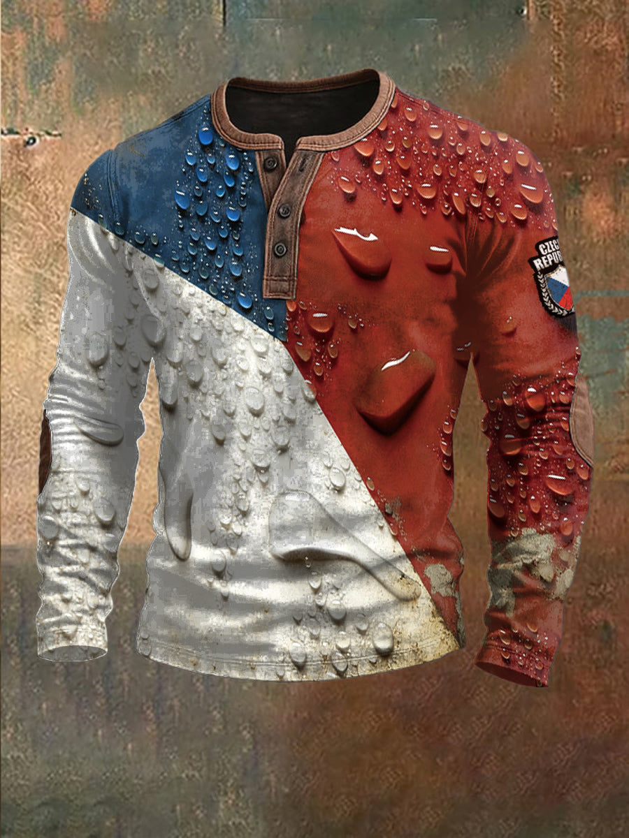 Pánské kreativní czech flag patchwork sweatshirt