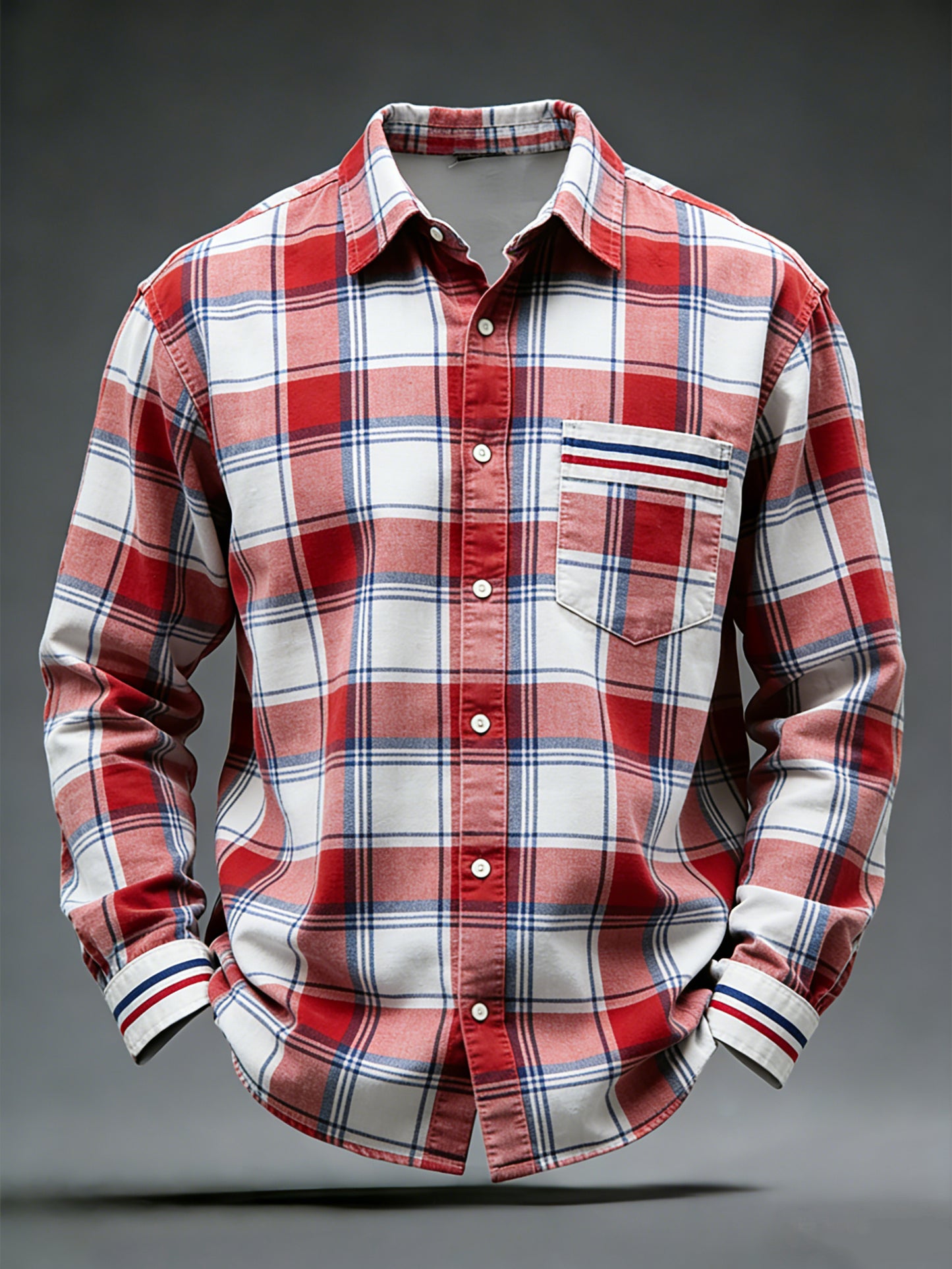 Retro czech plaid patchwork classic shirt