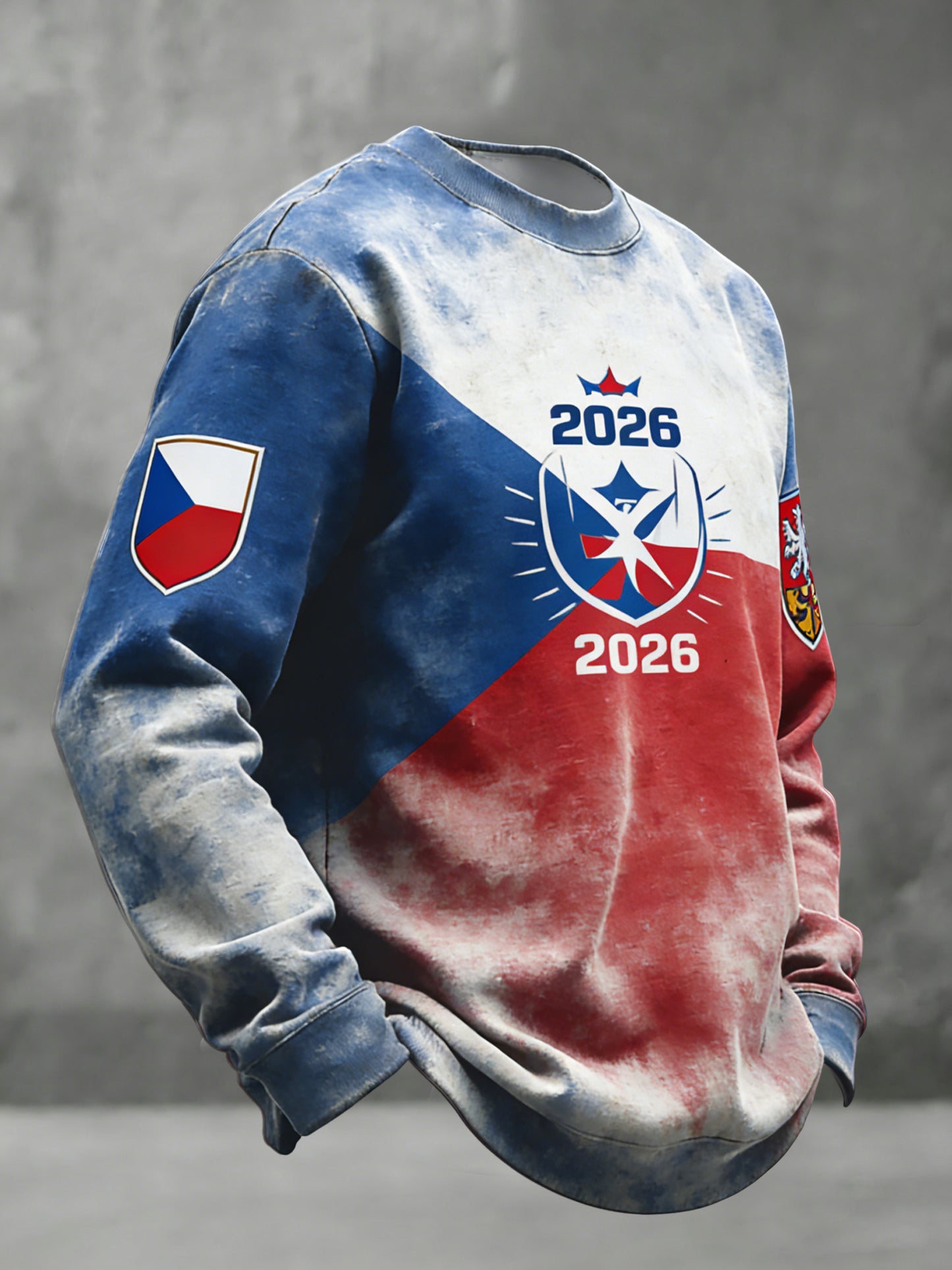 Retro czech republic 2026 ice hockey flag casual crewneck sweatshirt