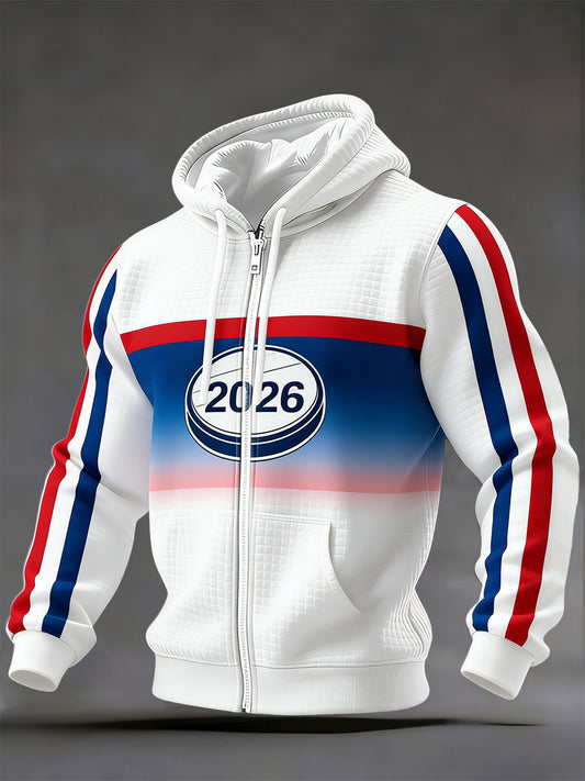 Retro česká 2026 hokejová hra neformální vafle s kapucinou bunda