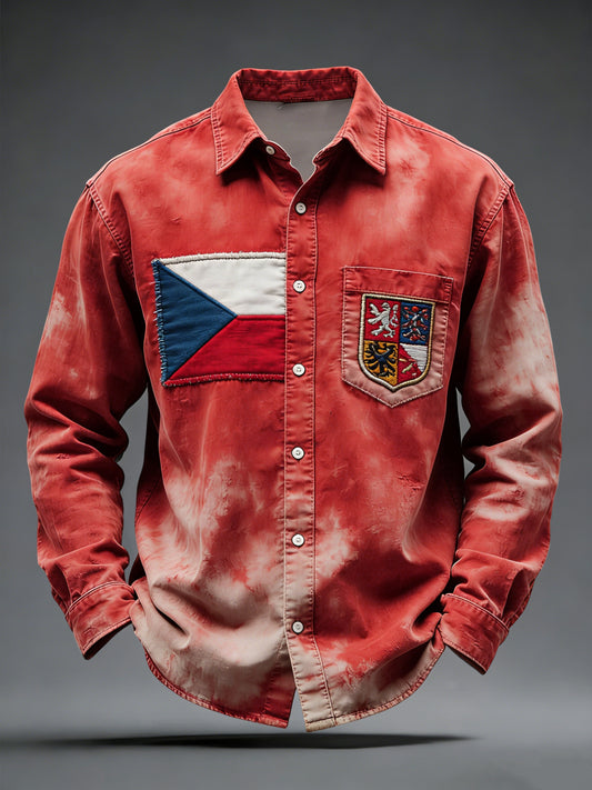 Ročníkstyl znepokojený českou vlajkou emblému denní košile