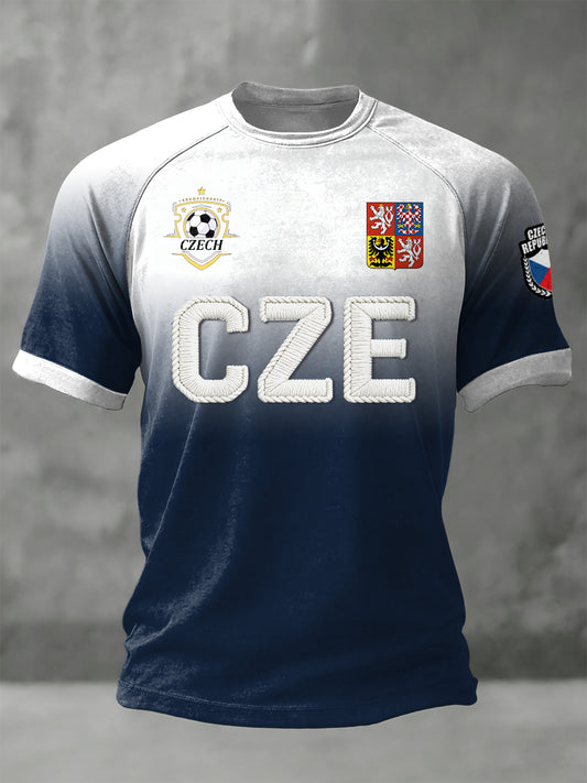 Pánové česká republika cze football print gradient tshirt s krátkými rukávy
