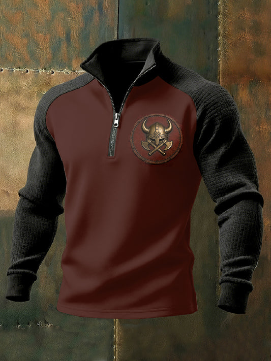 Retro viking print neformální mikina