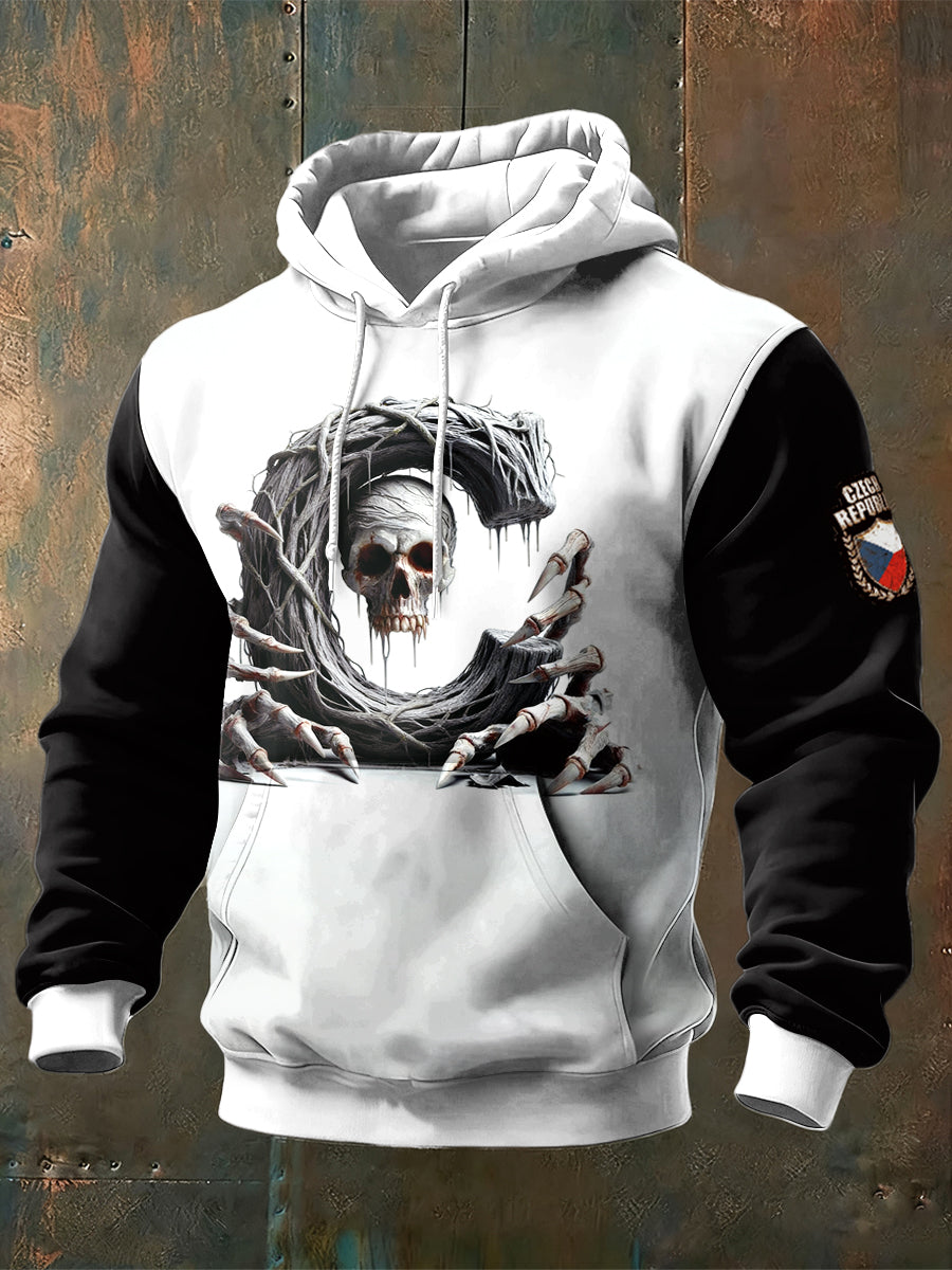 Pánské české počáteční "c" design tištěné mikina s kapucinou