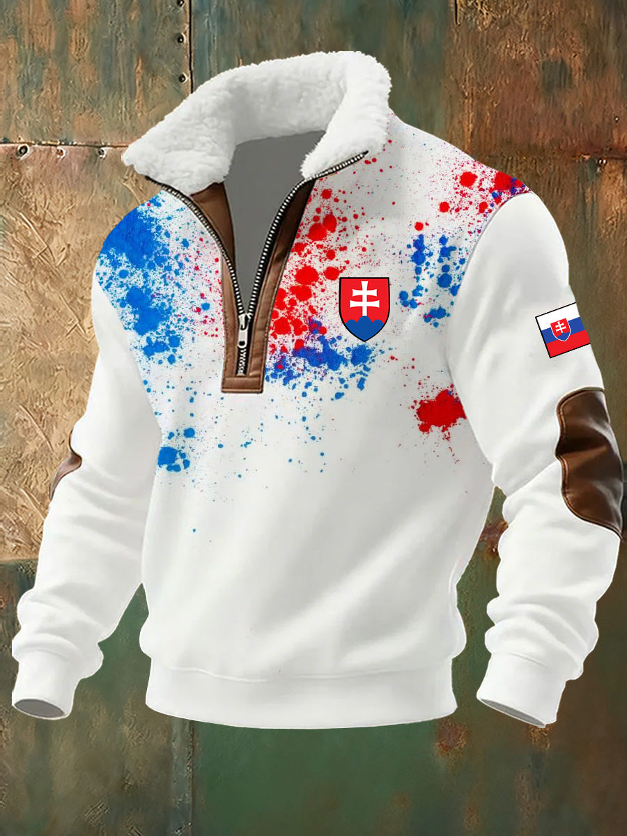 Pánské slovenské vlajky tisk teplá bunda