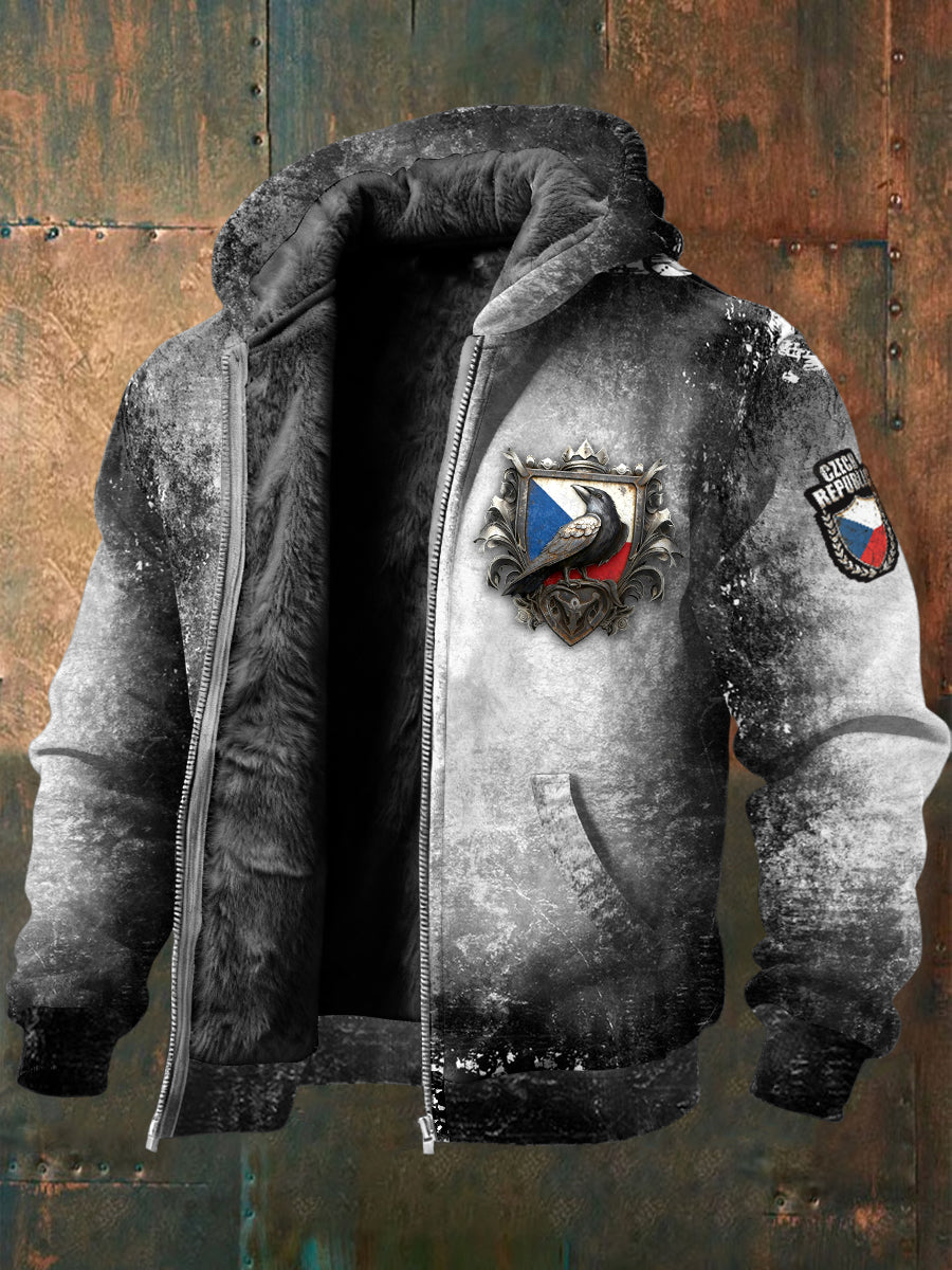 Pánské české vlajky černé gradient fleecelemované sako