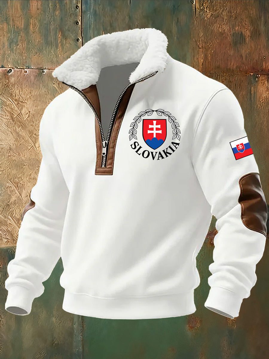 Pánské slovenské vlajky tisk teplá bunda