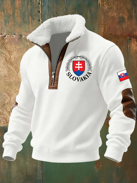 Pánské slovenské vlajky tisk teplá bunda