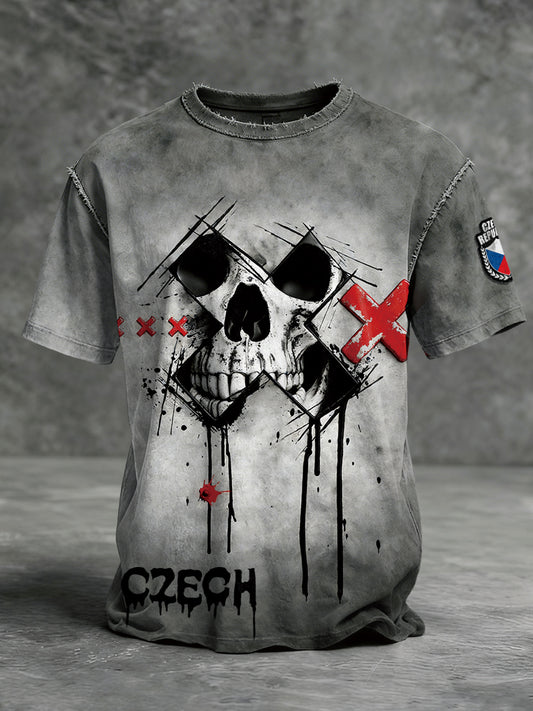 Pánské české šedé lebky vintage tshirt