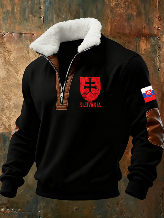 Pánské slovenské vlajky tisk teplá bunda