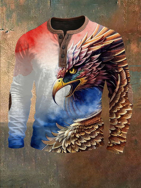 Pánské české vlajky orel print patchwork sweatshirt