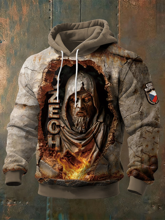 Pánské české mytologie print text vintage sweatshirt