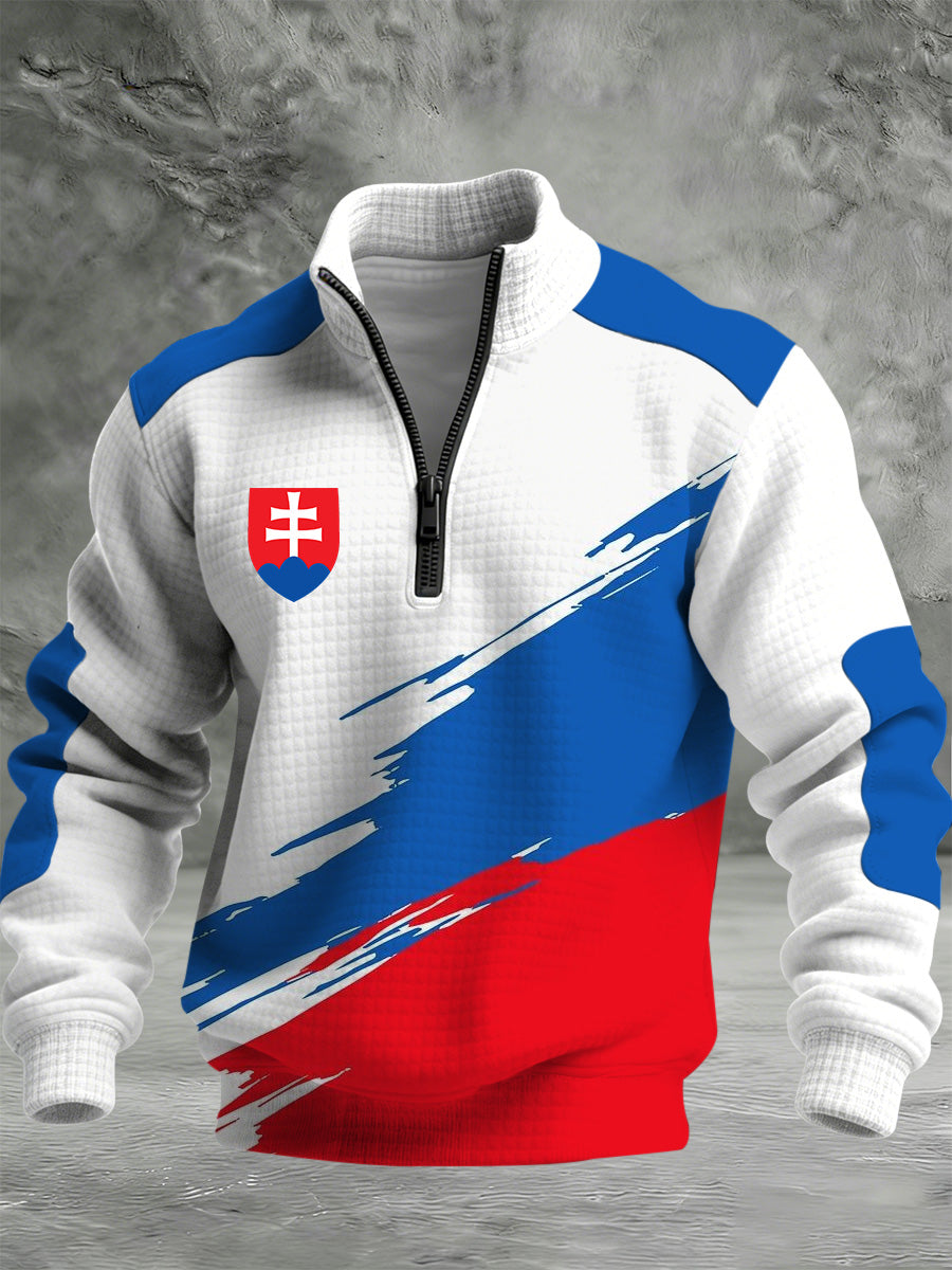 Pánské slovenské vlajky tisk teplá bunda