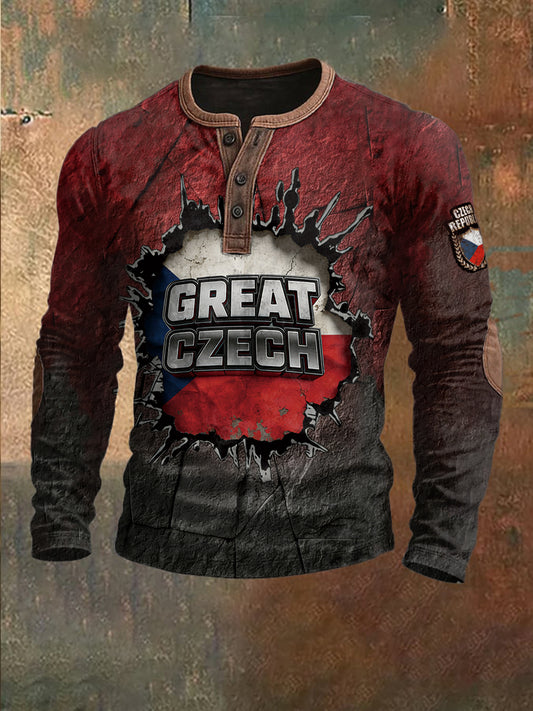 Pásová zástava českého vlajky tisk patchwork sweatshirt