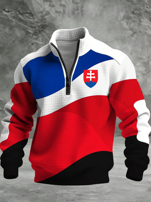 Pánské slovenské vlajky tisk teplá bunda