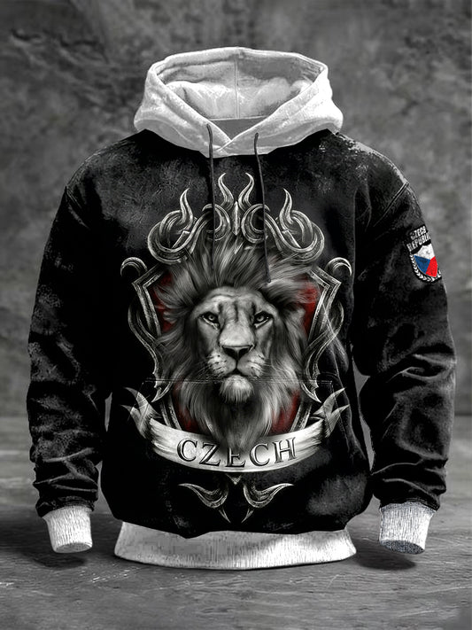 Pánské czech lion black vintage hooded sweatshirt