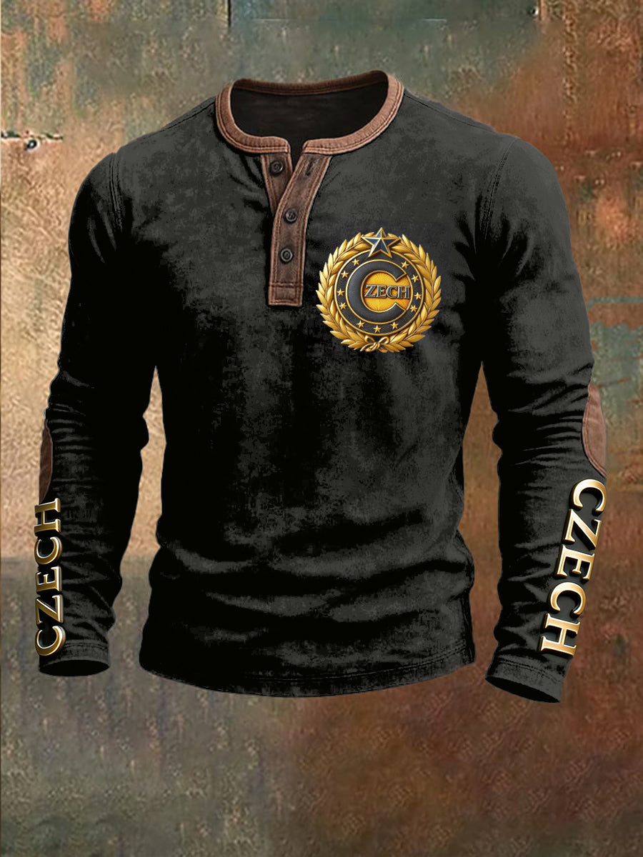 Pánské české počáteční "c" design tištěné patchwork sweatshirt