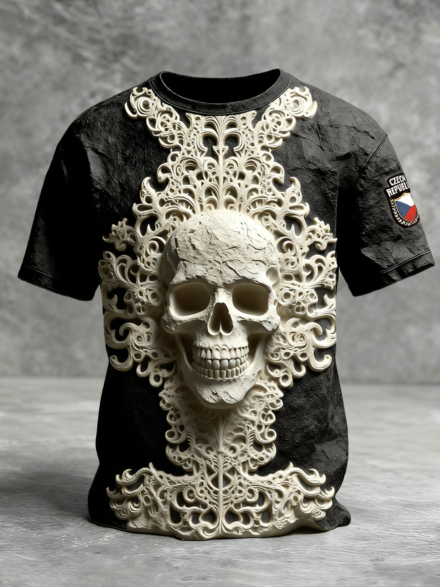 Pánské 3d lebky vytisknout české černé tričko