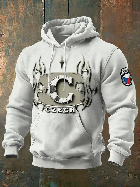 Pánské české počáteční "c" design tištěné mikina s kapucnou