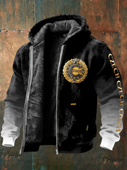 Pánské české počáteční "c" tisk gradient fleecelined jacket