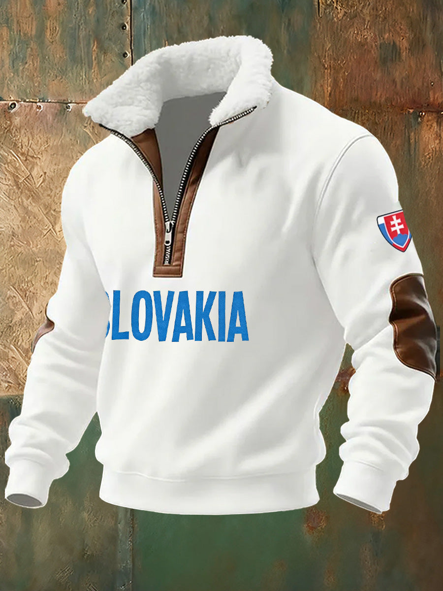 Pánské slovenské vlajky tisk pamětní standup golier termální mikina