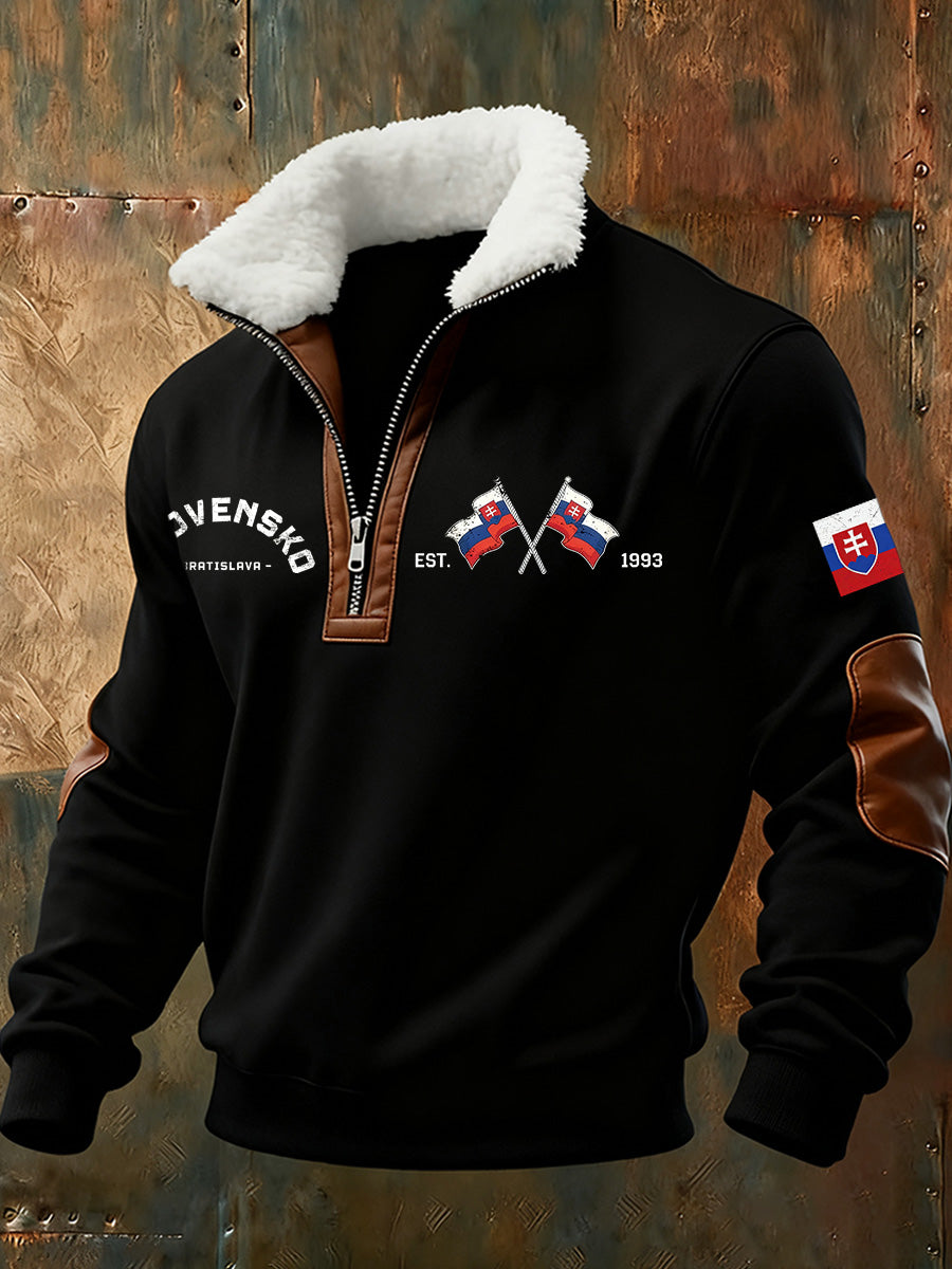 Pánské slovenské vlajky tisk pamětní standup golier termální mikina