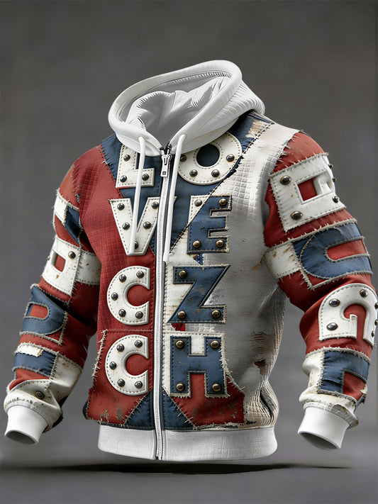 Pánské české vlajky patchwork vintage kontrola bavlněné bundy