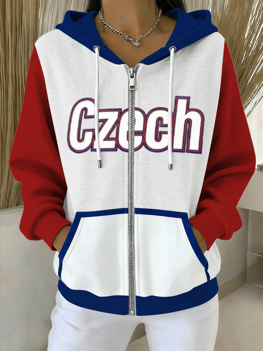 Dámské vibrant červenobílámodrá "česká" bloková mikina