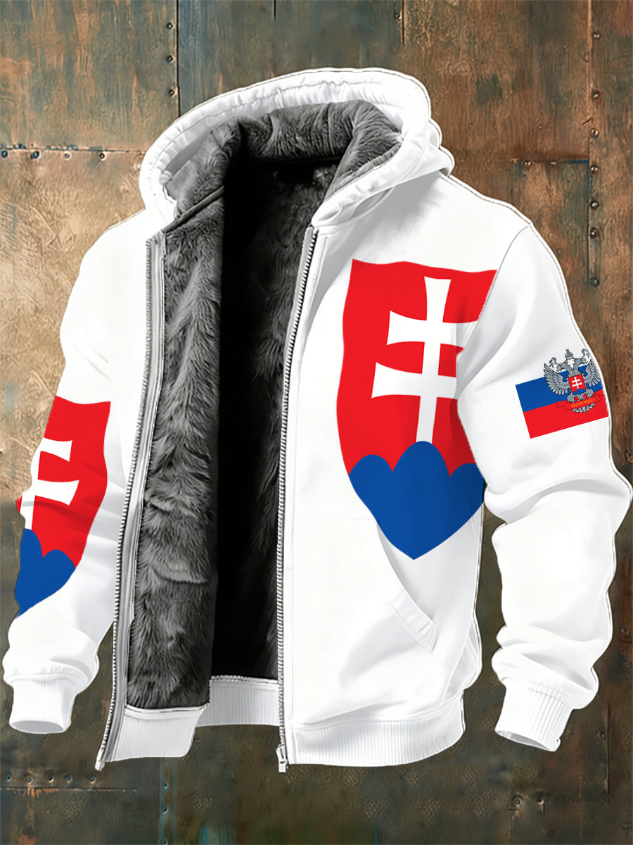 Pánske slovenské tlačené fleece bunda