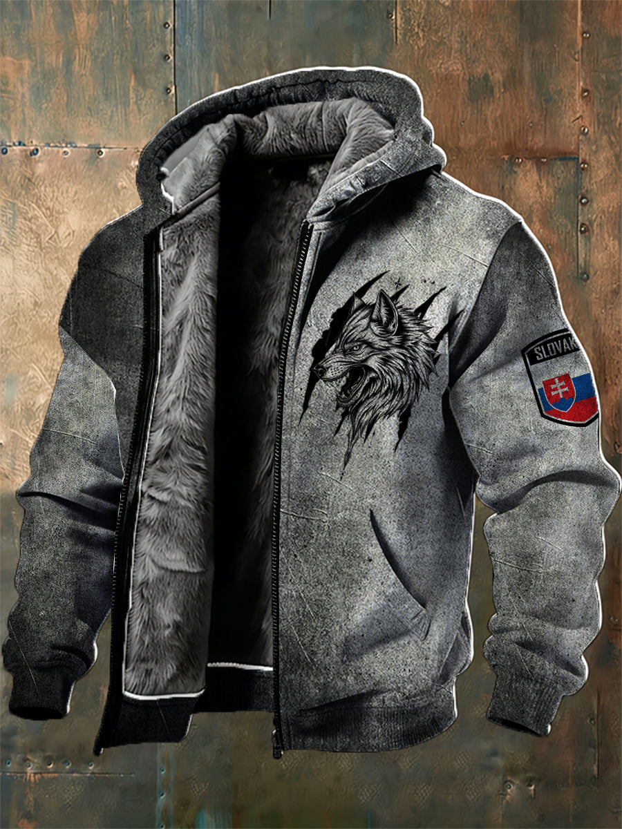 Pánske slovenské tlačené fleece bunda