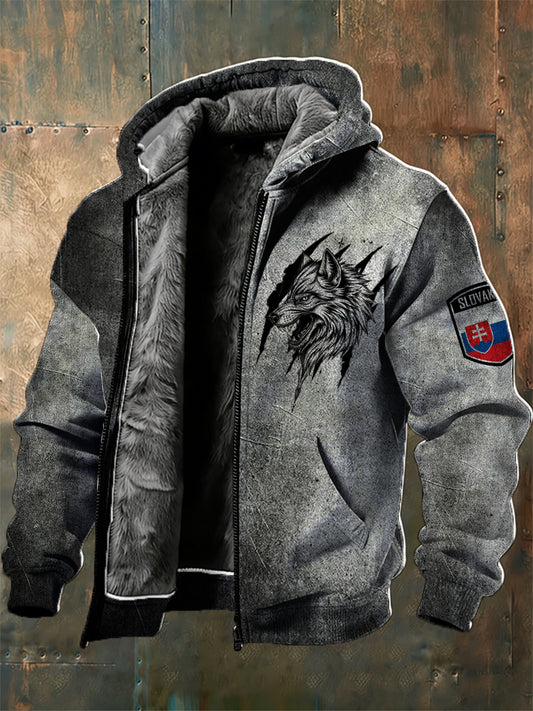 Pánske slovenské tlačené fleece bunda